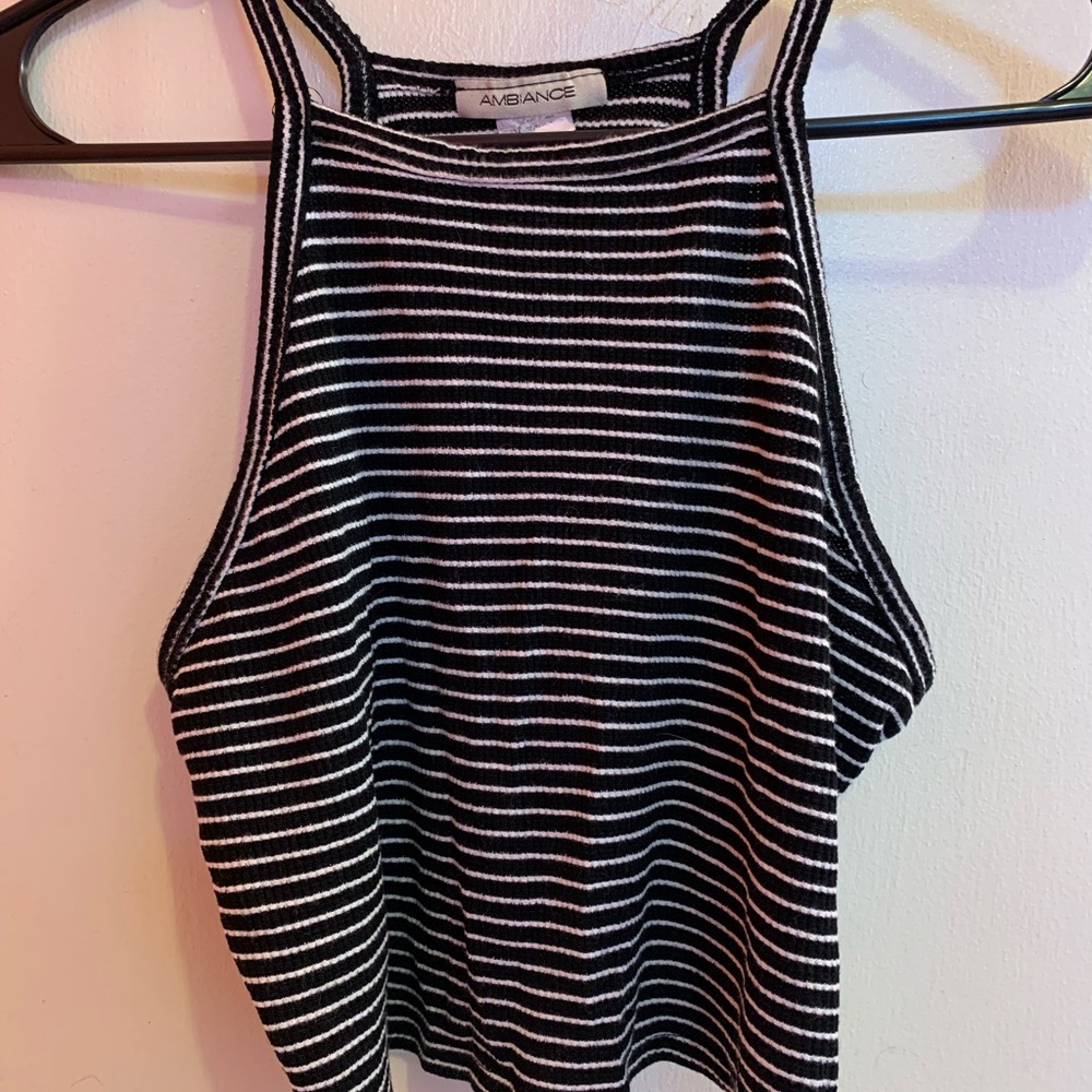 B&W striped cropped tank
